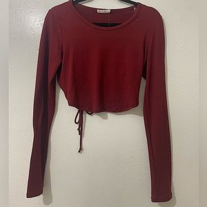 🌺Dark Red Long Sleeve Bottom Back Open With Bow!!